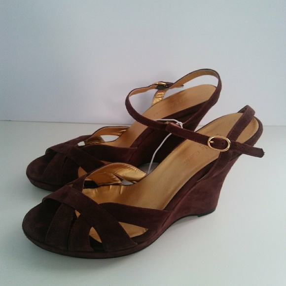 Max de Carlo Suede Leather Ankle Strap Wedges - Picture 4 of 8